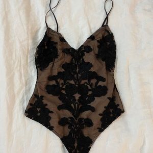 Free People Black Lace Bodysuit